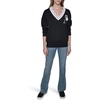 image:imageKARL LAGERFELD Womens Long Sleeve Vneck Whimsy Patches SweaterBlackSoft White