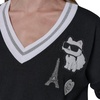 image:imageKARL LAGERFELD Womens Long Sleeve Vneck Whimsy Patches SweaterBlackSoft White