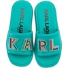 image:imageKARL LAGERFELD Womens Opal Embellished Platform SandalAqua Green