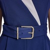 image:imageKARL LAGERFELD Womens Sleeveless Knotched Collar Scuba Crepe Belted JumpsuitMaritimeSoft White