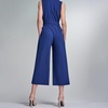 image:imageKARL LAGERFELD Womens Sleeveless Knotched Collar Scuba Crepe Belted JumpsuitMaritimeSoft White