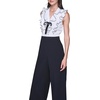 image:imageKARL LAGERFELD Womens Sleeveless Ruffle Collar Vneck Silky Scuba Crepe JumpsuitBlack Soft White