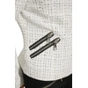 image:imageKARL LAGERFELD Womens Tweed Moto Jacket With Logo PinsWhiteMulti