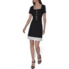 image:imageKarl Lagerfeld Womens Belted Buttons Down Front Scuba Crepe DressBlack  Soft White