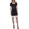 image:imageKarl Lagerfeld Womens Belted Buttons Down Front Scuba Crepe DressBlack  Soft White