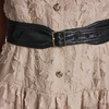 image:imageKarl Lagerfeld Womens Belted Puff Sleeve Dress with Lace FloralFrench Beige