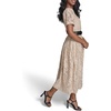 image:imageKarl Lagerfeld Womens Belted Puff Sleeve Dress with Lace FloralFrench Beige
