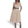 image:imageKarl Lagerfeld Womens Belted Puff Sleeve Dress with Lace FloralFrench Beige