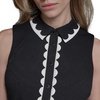 image:imageKarl Lagerfeld Womens Belted Sleeveless Scallop Trim Collared Aline Mini DressBlackSoft White