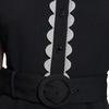 image:imageKarl Lagerfeld Womens Belted Sleeveless Scallop Trim Collared Aline Mini DressBlackSoft White