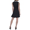 image:imageKarl Lagerfeld Womens Belted Sleeveless Scallop Trim Collared Aline Mini DressBlackSoft White
