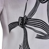 image:imageKarl Lagerfeld Womens Bow Details Short Sleeve Black and White SweaterSoft White