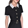 image:imageKarl Lagerfeld Womens Contrast Collar and Sleeve Trim Midi DressBlack  Soft White