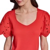 image:imageKarl Lagerfeld Womens Eyelet Sleeves Dainty BlouseApple
