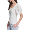 image:imageKarl Lagerfeld Womens Eyelet Sleeves Dainty BlouseSoft White