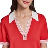 image:imageKarl Lagerfeld Womens Johnny Collar VNeck Rosette Button SweaterApple RedSoft White