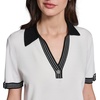 image:imageKarl Lagerfeld Womens Johnny Collar VNeck Rosette Button SweaterSoft WhiteBlack