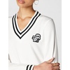 image:imageKarl Lagerfeld Womens Karl and Choupette Patches Iconic Varsity BlouseSoft White