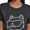 image:imageKarl Lagerfeld Womens Logo Choupette Outline TShirtBlackWhite
