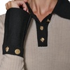 image:imageKarl Lagerfeld Womens Long Sleeve Collared Flared Sleeves Gold Buttons SweaterBirchBlack