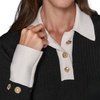 image:imageKarl Lagerfeld Womens Long Sleeve Collared Flared Sleeves Gold Buttons SweaterBlackSoft White