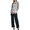 image:imageKarl Lagerfeld Womens Long Sleeve Collared Whimsical All Over Floral Lace Button DownBisqueBlack