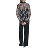 image:imageKarl Lagerfeld Womens Long Sleeve Collared Whimsical All Over Floral Lace Button DownBlackBisque