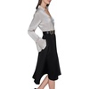 image:imageKarl Lagerfeld Womens Long Sleeve Crinkle Poly Satin Novelty Belt Midi Shirt DressBirchBlack