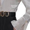 image:imageKarl Lagerfeld Womens Long Sleeve Crinkle Poly Satin Novelty Belt Midi Shirt DressBirchBlack