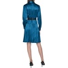 image:imageKarl Lagerfeld Womens Long Sleeve Crinkle Poly Satin Novelty Belt Midi Shirt DressDark Teal