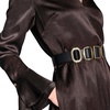 image:imageKarl Lagerfeld Womens Long Sleeve Crinkle Poly Satin Novelty Belt Midi Shirt DressEspresso