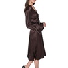 image:imageKarl Lagerfeld Womens Long Sleeve Crinkle Poly Satin Novelty Belt Midi Shirt DressEspresso
