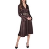 image:imageKarl Lagerfeld Womens Long Sleeve Crinkle Poly Satin Novelty Belt Midi Shirt DressEspresso