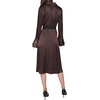 image:imageKarl Lagerfeld Womens Long Sleeve Crinkle Poly Satin Novelty Belt Midi Shirt DressEspresso