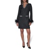 image:imageKarl Lagerfeld Womens Long Sleeve Embellished Collar Feather Trim DressBlack