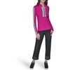 image:imageKarl Lagerfeld Womens Long Sleeve Mock Neck Logo Tape Zip Up SweaterBright Jewel Pink