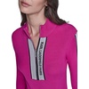 image:imageKarl Lagerfeld Womens Long Sleeve Mock Neck Logo Tape Zip Up SweaterBright Jewel Pink