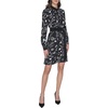 image:imageKarl Lagerfeld Womens Long Sleeve Tie Waist Printed Silky Crepe Shirt DressBlackBirch