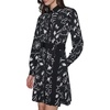 image:imageKarl Lagerfeld Womens Long Sleeve Tie Waist Printed Silky Crepe Shirt DressBlackBirch