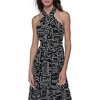 image:imageKarl Lagerfeld Womens Multi Color Sleevelss Mock Neck Midi DressBlack Soft White