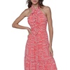image:imageKarl Lagerfeld Womens Multi Color Sleevelss Mock Neck Midi DressSunset Coral Multi