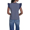 image:imageKarl Lagerfeld Womens Nautical Ruffle Sleeve Striped BlouseNaval AcademySoft White