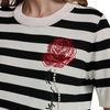 image:imageKarl Lagerfeld Womens Pearl Detail Sequin Flower Stripes SweaterSoft WhiteBlack
