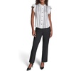 image:imageKarl Lagerfeld Womens Piping Ruffle Sleeve Collared Neck BlouseSoft White
