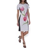 image:imageKarl Lagerfeld Womens Printed Short Sleeve Contrasting Sheath DressSoft White Pink Sherbet Combo