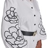 image:imageKarl Lagerfeld Womens Puff Sleeve Dress with Floral Sleeve Embroidery and Rosette BeltSoft White