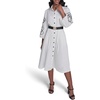 image:imageKarl Lagerfeld Womens Puff Sleeve Dress with Floral Sleeve Embroidery and Rosette BeltSoft White