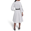 image:imageKarl Lagerfeld Womens Puff Sleeve Dress with Floral Sleeve Embroidery and Rosette BeltSoft White