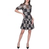 image:imageKarl Lagerfeld Womens Puff Sleeve Graphic Burnout Aline DressBlackBirch Multi