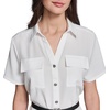 image:imageKarl Lagerfeld Womens Rosette Belt Short Sleeve BlouseSoft White